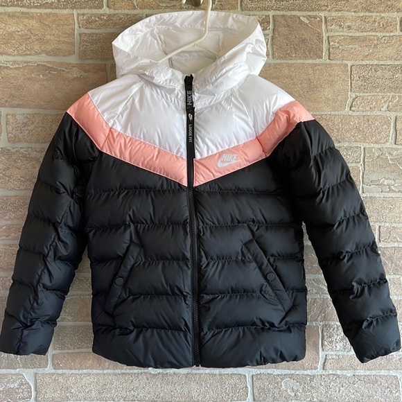 Nike Black White and Pink Synthetic Fill Jacket Kids